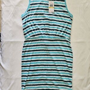 Michael Kors Teal and White Striped Dress